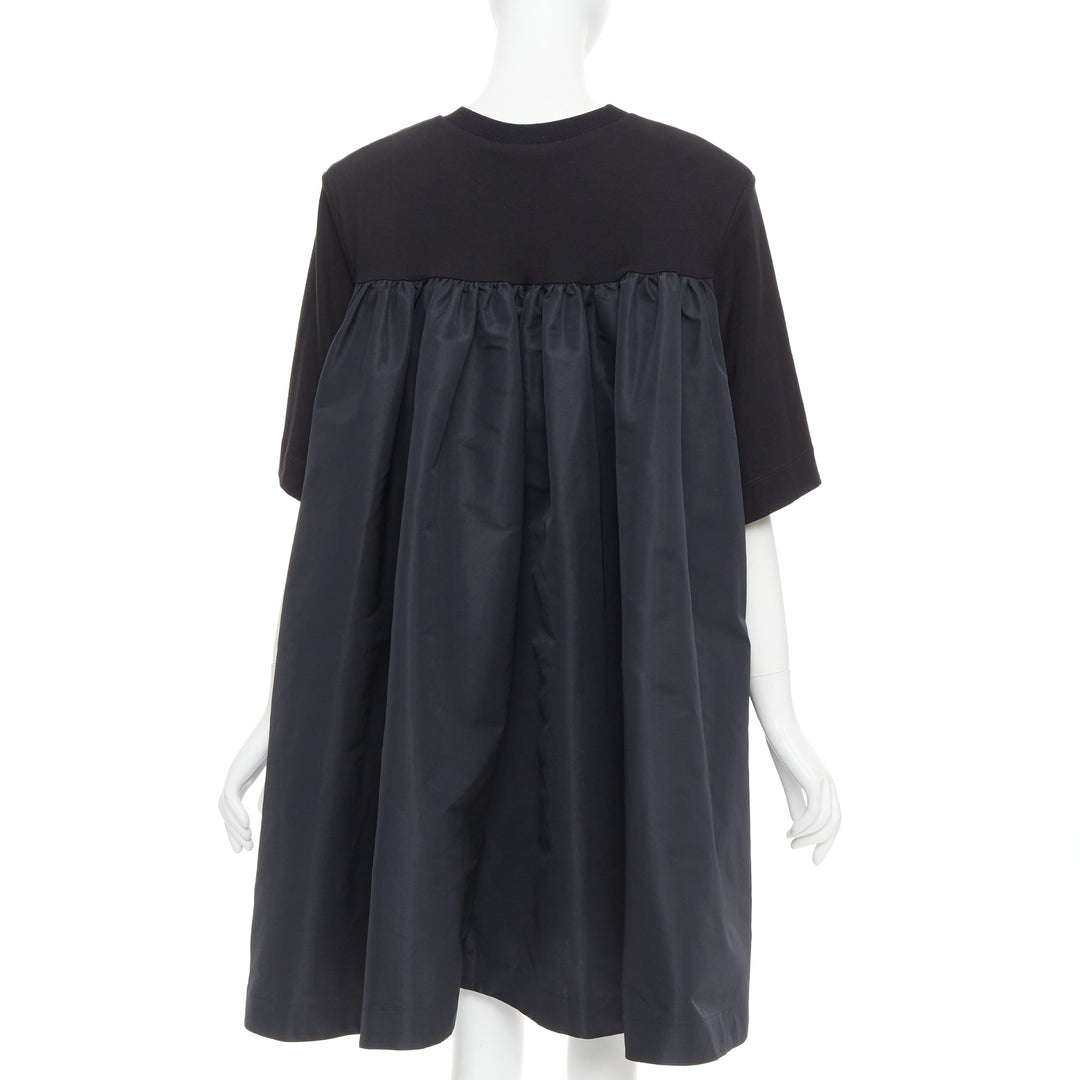 ALEXANDER MCQUEEN 2021 black hybrid flared back oversized tshirt dress IT48 XXL