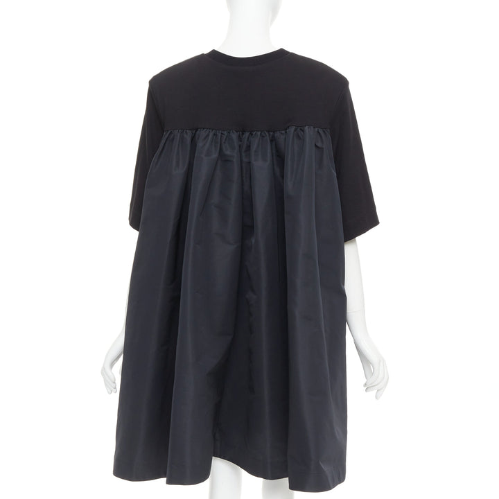 ALEXANDER MCQUEEN 2021 black hybrid flared back oversized tshirt dress IT48 XXL