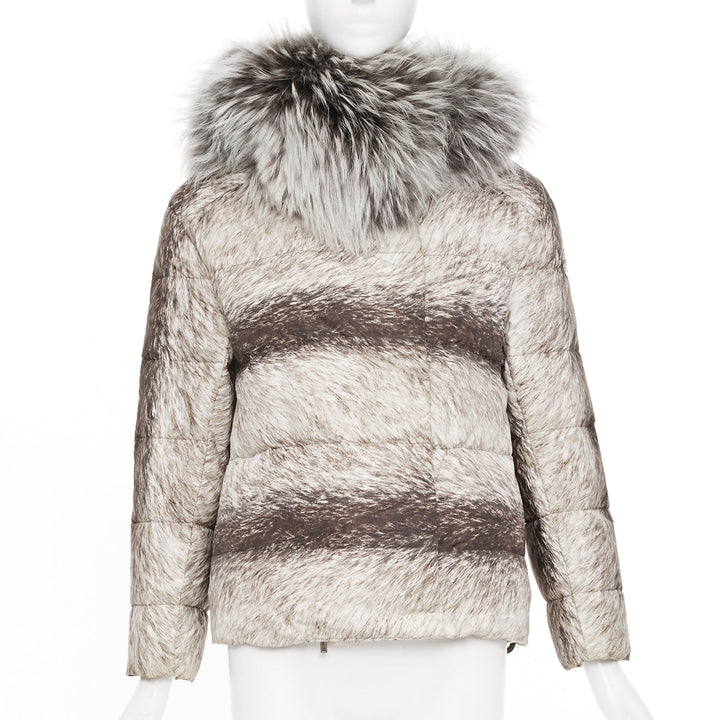 MONCLER Gamme Rouge Piumino Nuovo Lian print down feather puffer jacket US0 XS
