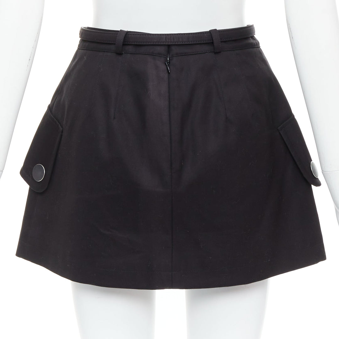 ALEXANDER WANG black silver zip flap utility skort US2 S Sofia Richie