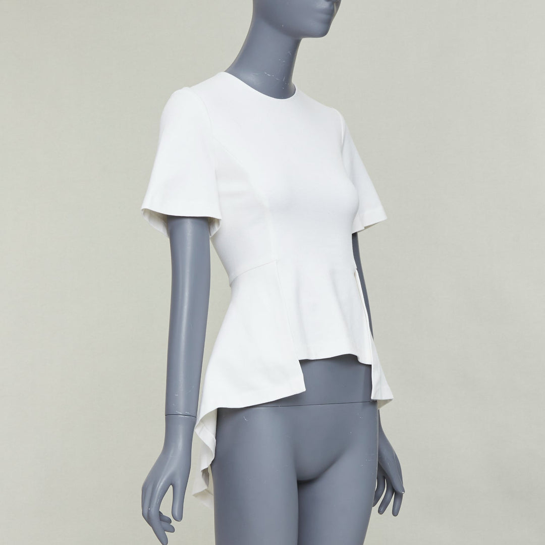 ROSETTA GETTY cream silk trim peplum cascade high low top top XS