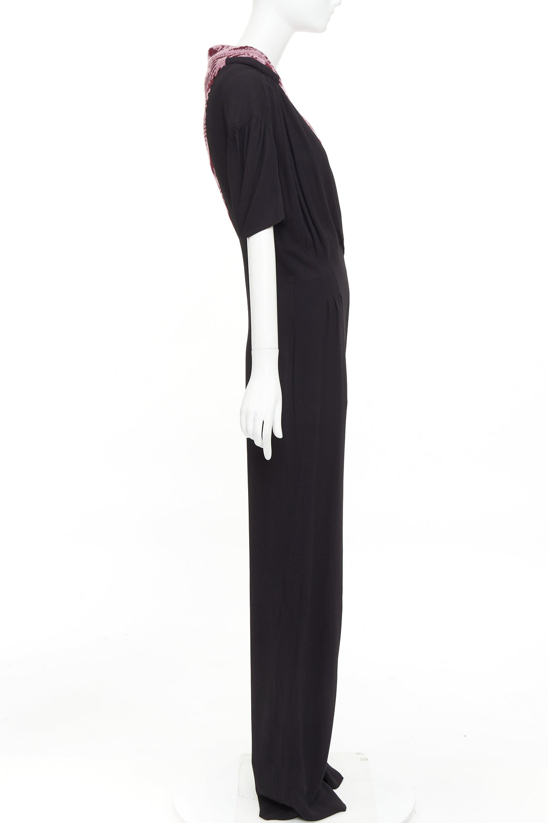 PRADA 2021 Runway pink sable jacquard wool knit trim pleated jumpsuit IT38 XS