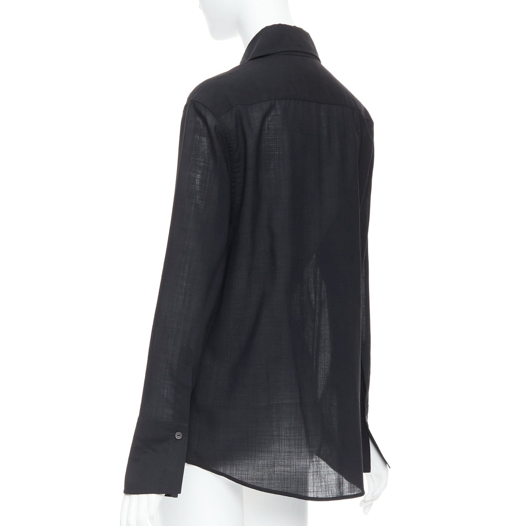 GUCCI Tom Ford black minimal sheer button down dress shirt