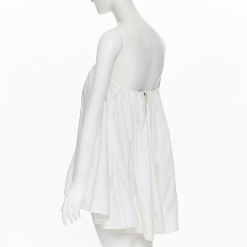 MATICEVSKI 2016 Profound Top white cotton boned corset strapless flared top XS