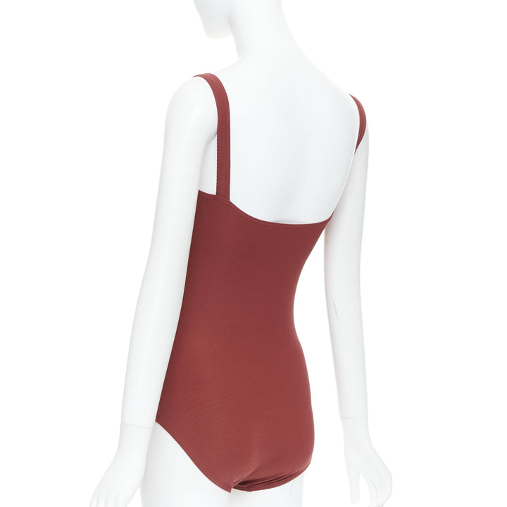 HERMES VINTAGE Martin Margiela dar orange twill jersey one-piece bodysuit FR40 L