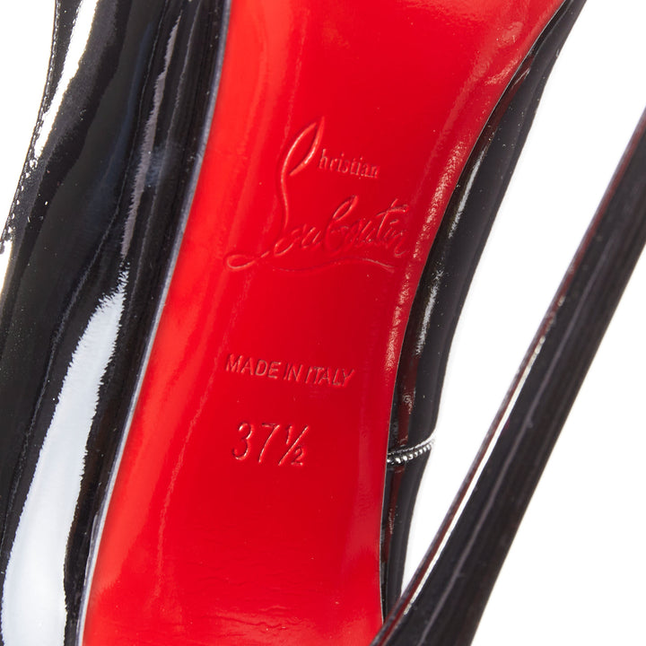 CHRISTIAN LOUBOUTIN Hot Chick 130 black patent scalloped topline pumps EU37.5