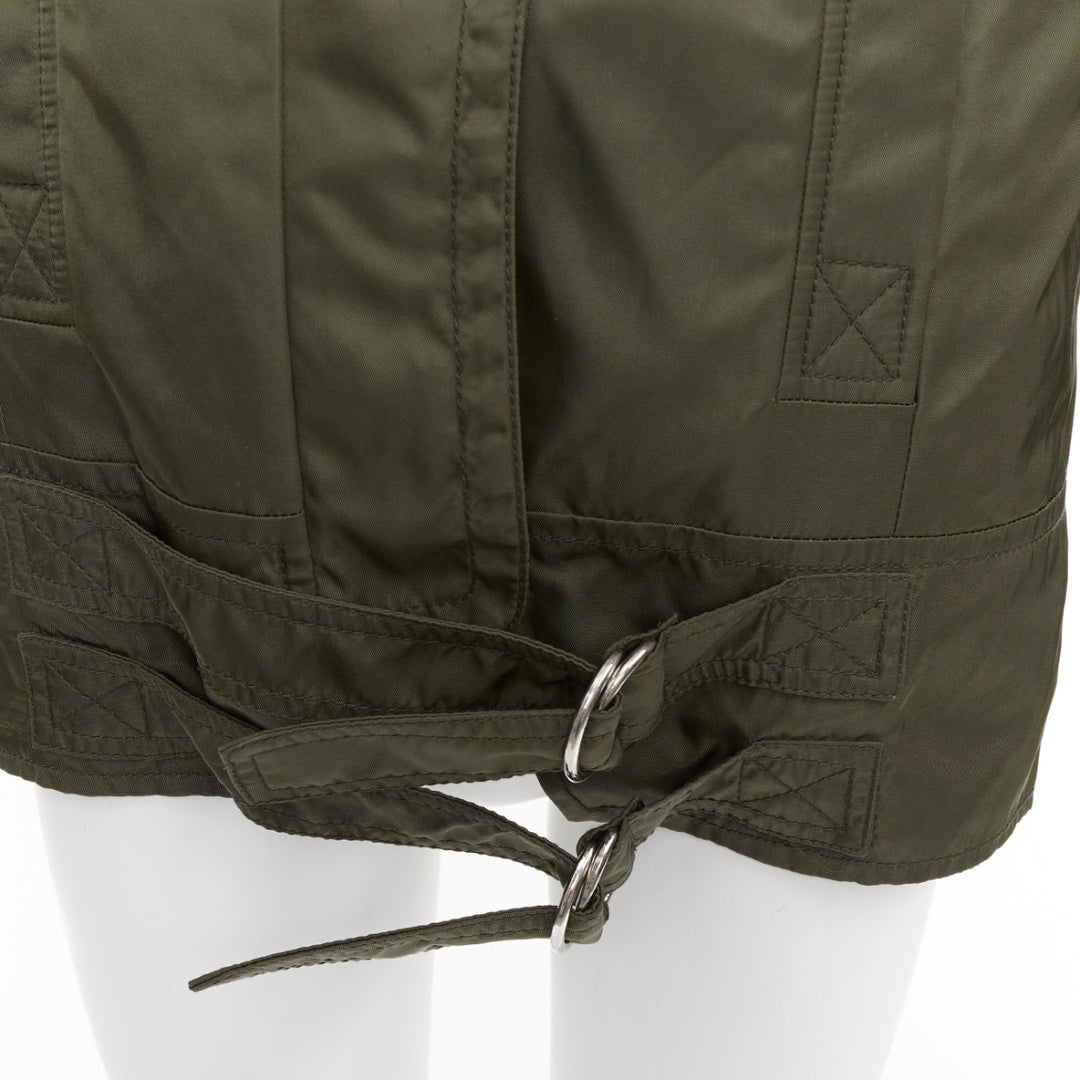 ALTUZARRA Cyprus fur trimmed hood green nylon buckled utility parka FR36 S