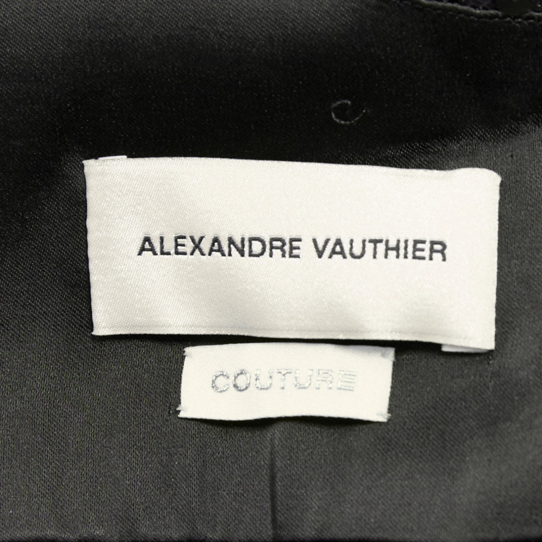 rare ALEXANDRE VAUTHIER COUTURE SS2022 Runway black sequin drape high slit dress