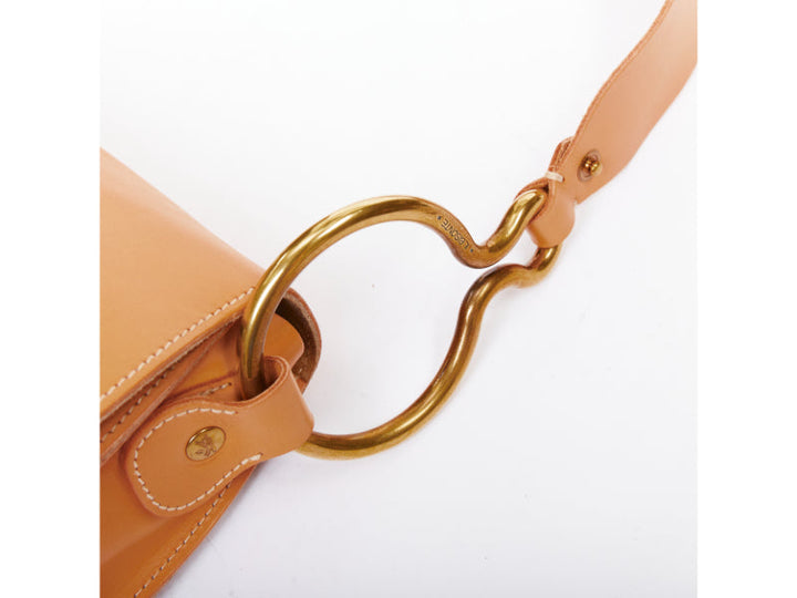 IL BISONTE Salina tan natural leather gold rings crossbody satchel bag