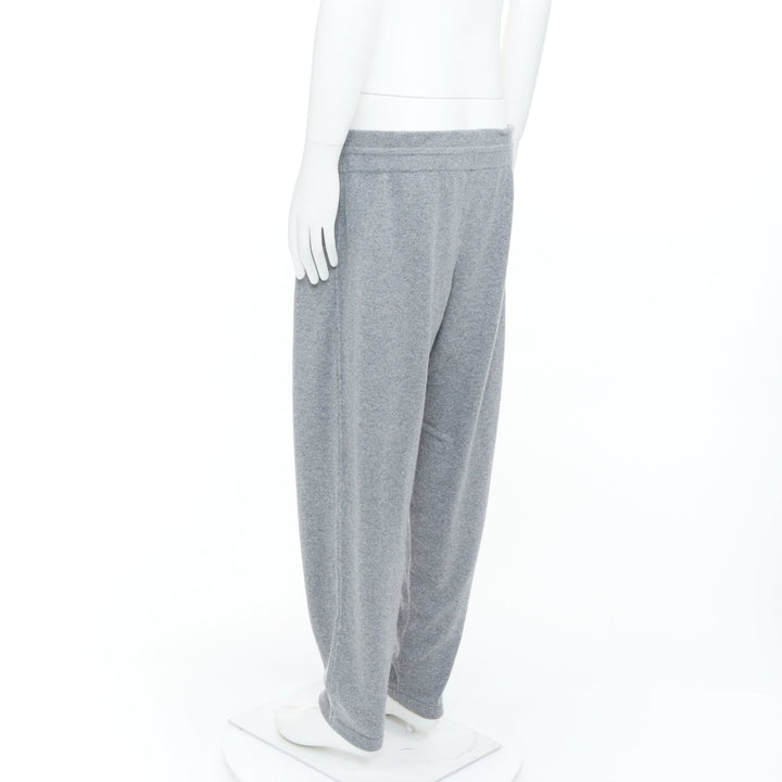 LORO PIANA Baby Merano Cashmere light gray melange knit drawstring joggers XXL