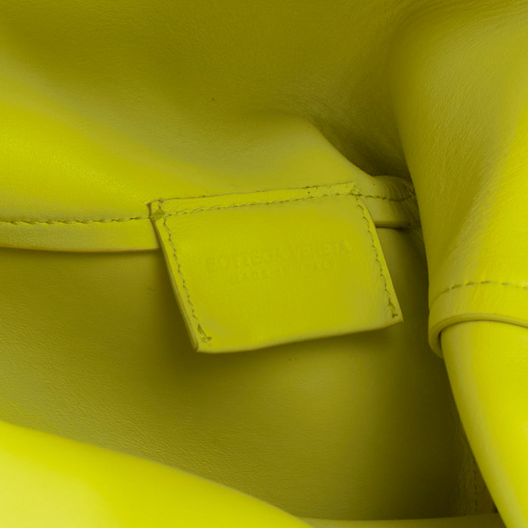 BOTTEGA VENETA Medium Point Seagrass yellow smooth leather triangle handle bag