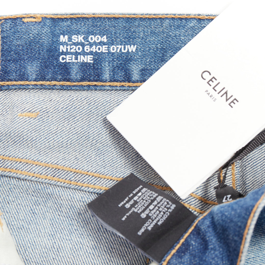 CELINE M_SK_004 N120 640E 07UW blue washed cotton minimal tab pocketed jeans 27"
