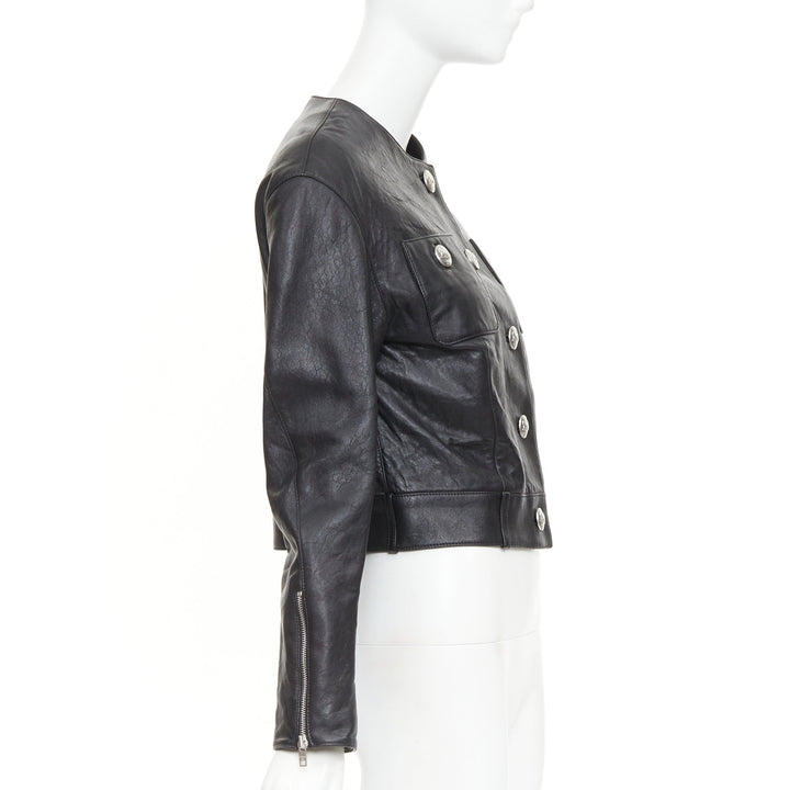 CELINE 2021 Hedi Slimane Chasseur black lambskin button cropped jacket