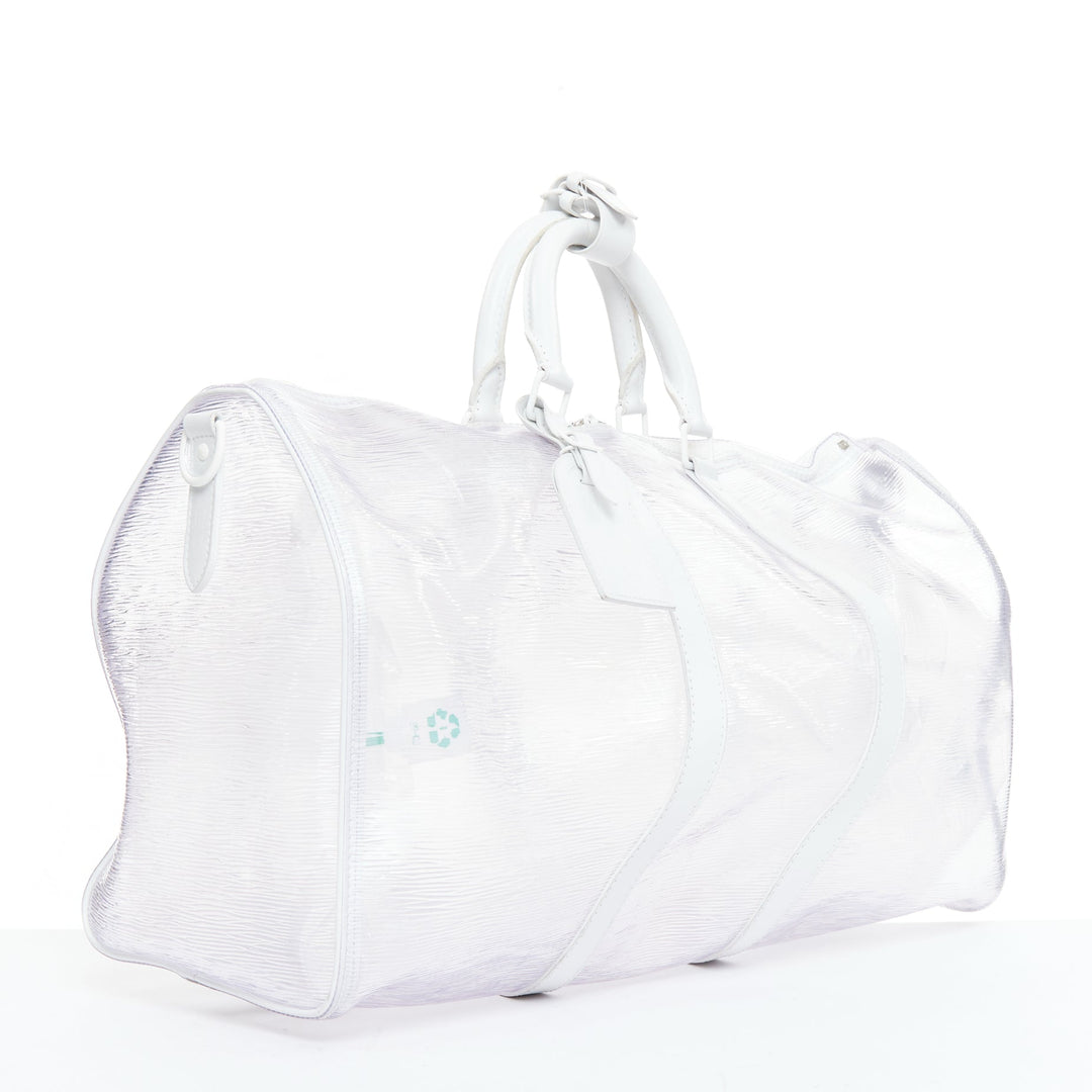 LOUIS VUITTON Virgil Abloh 2019 Keepall Bandouliere 50 white epi PVC travel bag