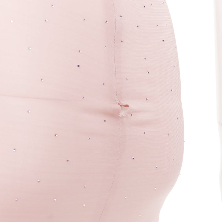 ALEXANDRE VAUTHIER pink degrade crystal strass embellished sheer backless gown