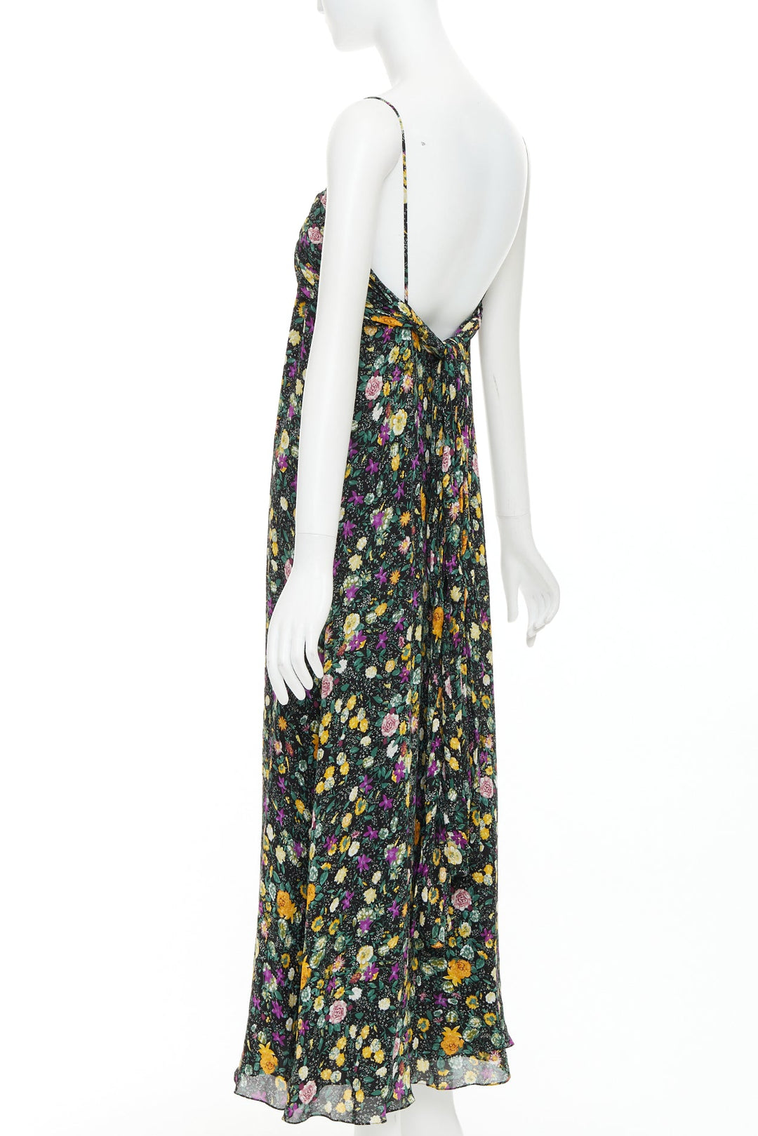 CELINE Hedi Slimane yellow purple floral print viscose dress FR38 M