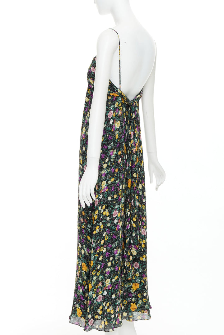 CELINE Hedi Slimane yellow purple floral print viscose dress FR38 M