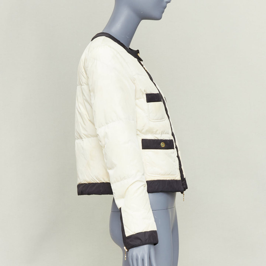 MONCLER G32-003 Piumino Nuovo Daphne cream black 4 pocket padded jacket US2 S