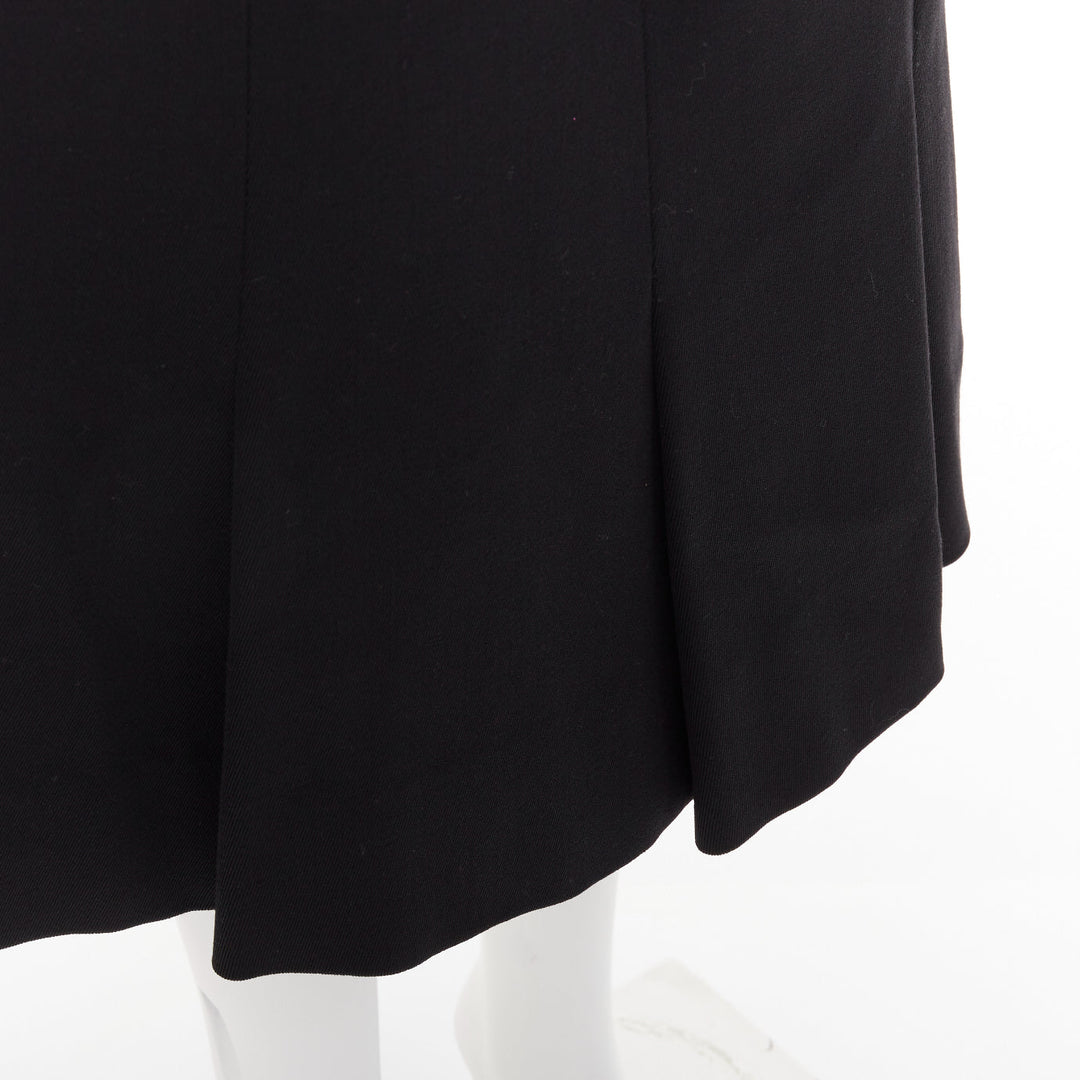CELINE Michael Kors Vintage black 100% wool gold horsebit buckle skirt FR42 XL