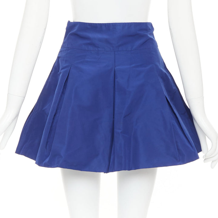 MIU MIU Vintage 2006 blue nylon box pleat A-line high waisted mini skirt IT38 XS