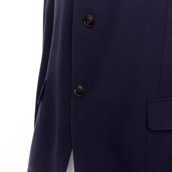 GUCCI navy cotton slim lapels vent half lined single breast blazer IT52 XL