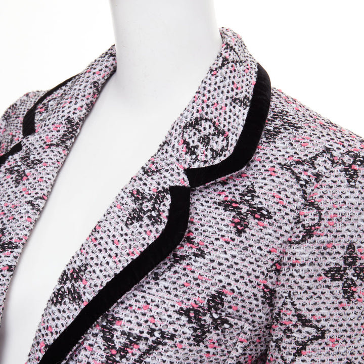 LOUIS VUITTON 2024 Monogram Preppy cream pink black velvet fitted blazer FR34 XS