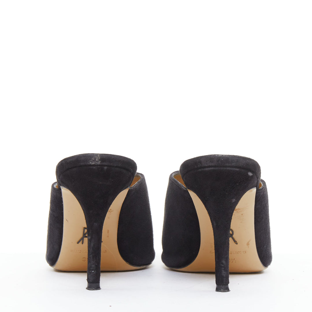 PAUL ANDREW Certosa black suede pointy toe high heel mules EU39.5