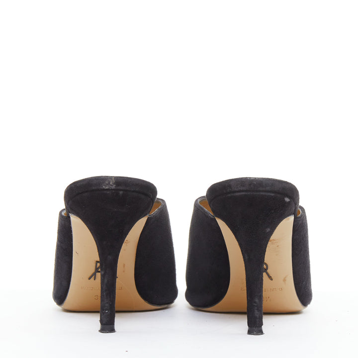 PAUL ANDREW Certosa black suede pointy toe high heel mules EU39.5