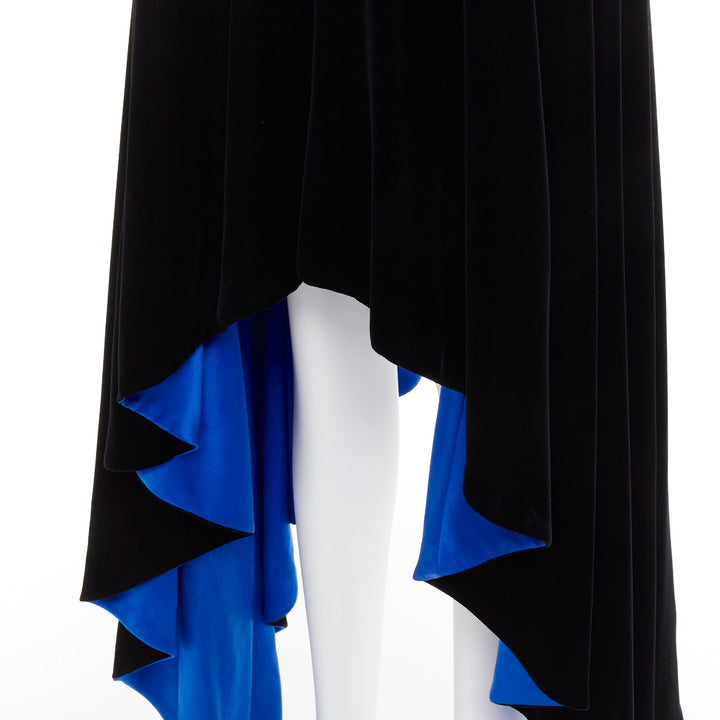 ALEXANDRE VAUTHIER COUTURE AW2022 Runway black velvet blue symmetric slip dress