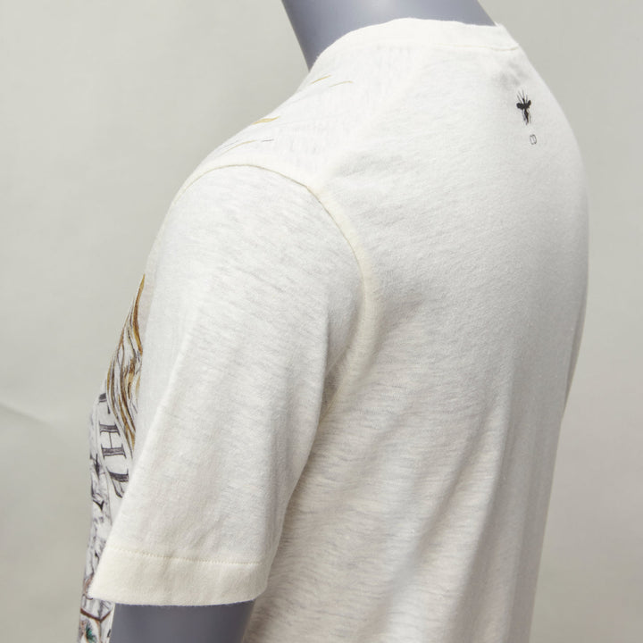 DIOR Brutal Journey OF The Heart graphic print ecru cotton linen tshirt XS