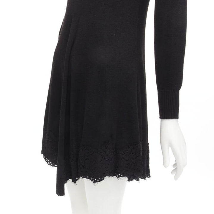 PHILOSOPHY DI LORENZO SERAFINI black lace trim sweater dress IT38 XS