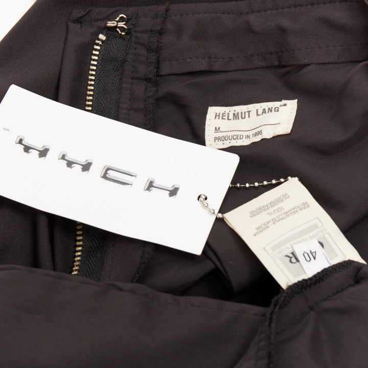 HELMUT LANG black nylon zip fly rolled cuffed flare pants IT40 S