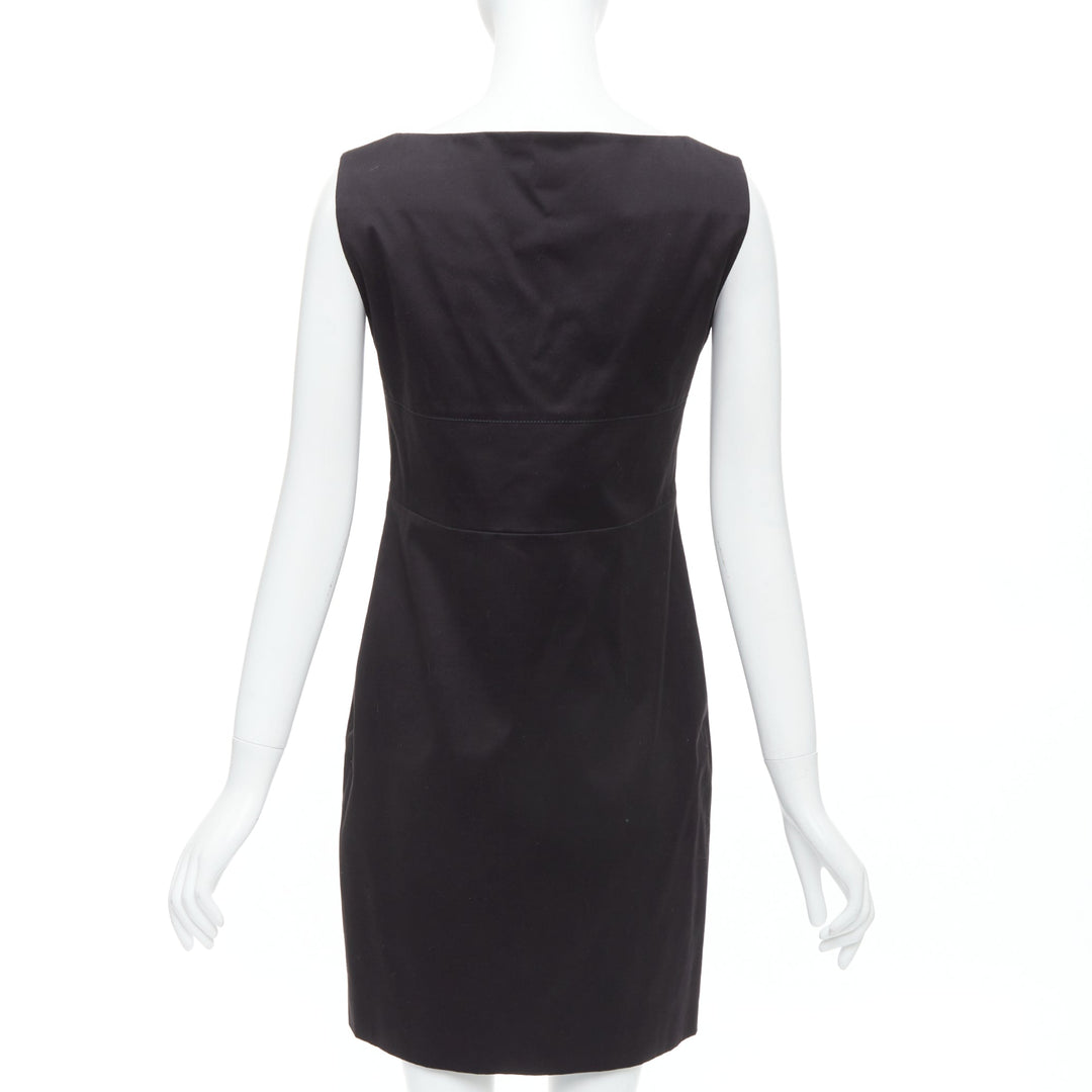 GUCCI 2007 black cotton origami pleat square neckline shift dress IT40 S