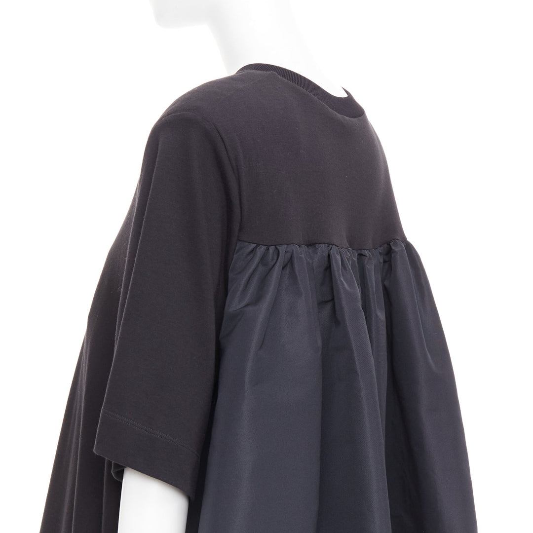 ALEXANDER MCQUEEN 2021 black hybrid flared back oversized tshirt dress IT48 XXL