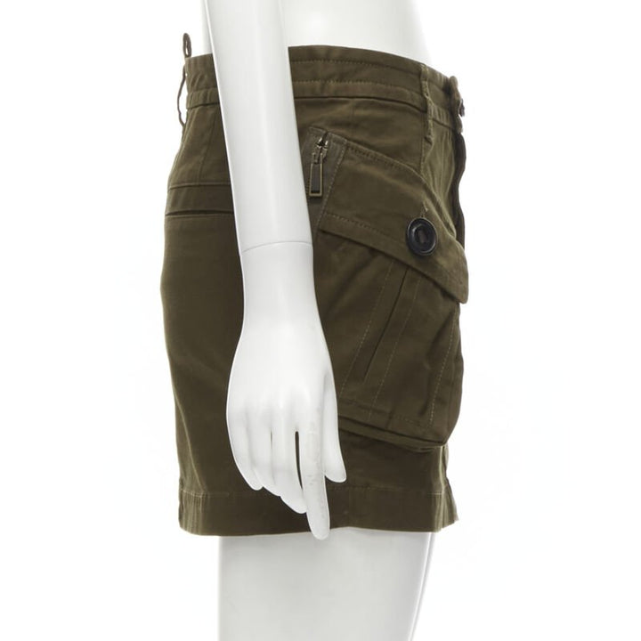 DSQUARED2 2020 dark green oversized cargo pocket mini skirt IT36 XXS