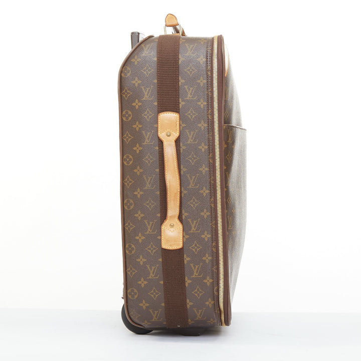 LOUIS VUITTON Vintage P√©gase 55 brown monogram canvas rolling carry on luggage