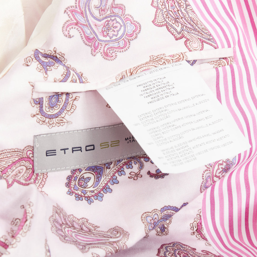 ETRO pink white cotton stripes single breasted darted blazer IT52 XL