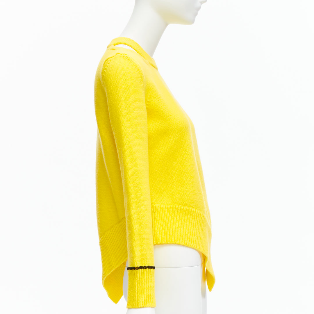 ALEXANDER MCQUEEN 2022 yellow wool blend asymmetric cold shoulder sweater S