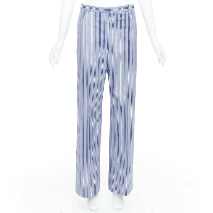 BALENCIAGA 2016 blue white striped cotton casual pajama pants FR34 XS