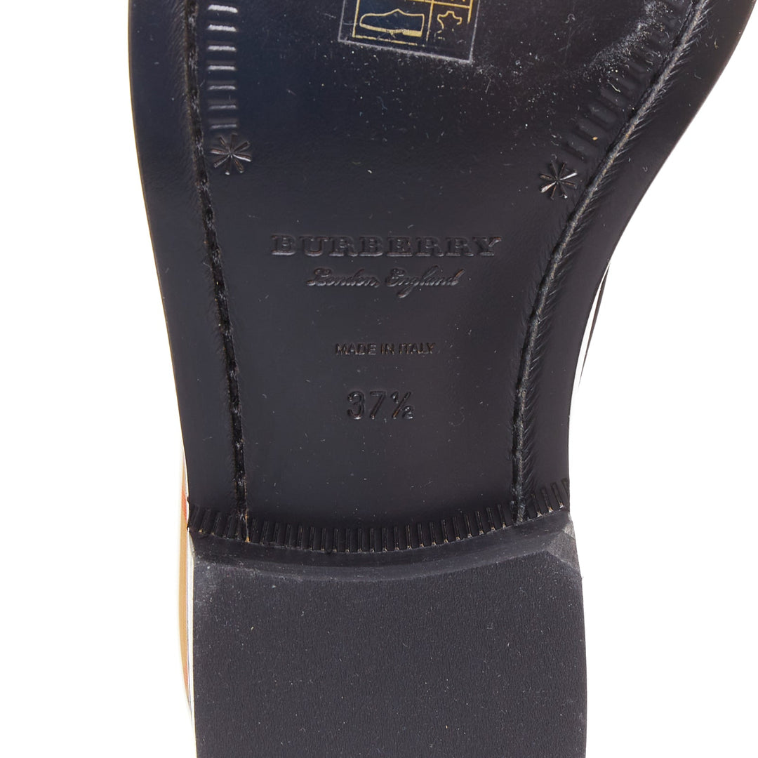 BURBERRY Bedmont Vintage Check patent leather classic penny loafers EU37.5