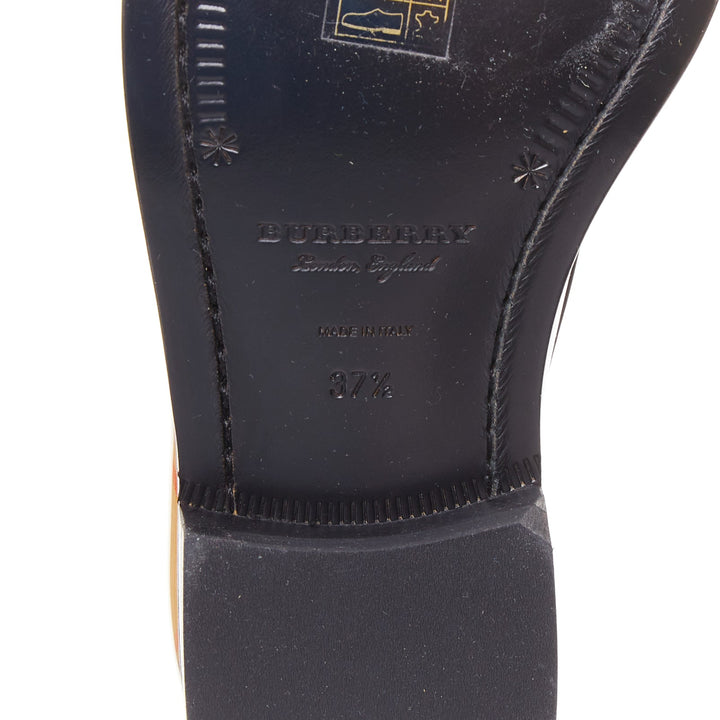 BURBERRY Bedmont Vintage Check patent leather classic penny loafers EU37.5