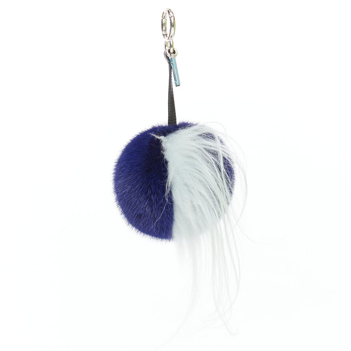 FENDI Monster Birgami Bird cream blue fur owl bag charm