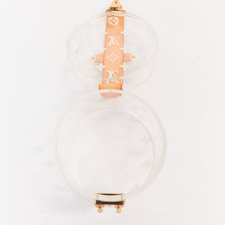 LOUIS VUITTON Box Scott clear monogram plexiglass resin  cylinder trunk case