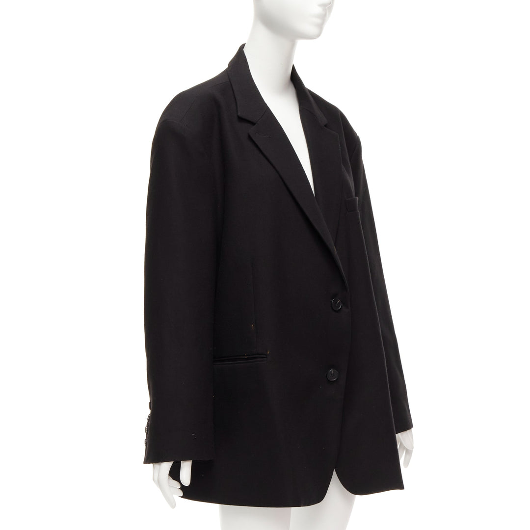 FRANKIE SHOP Bea black twill fabric oversized shoulder padded blazer