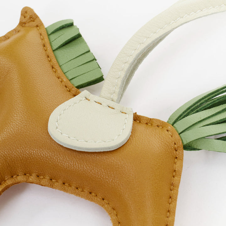 HERMES Rodeo PM sesame craie vert criquet lambskin leather horse bag charm
