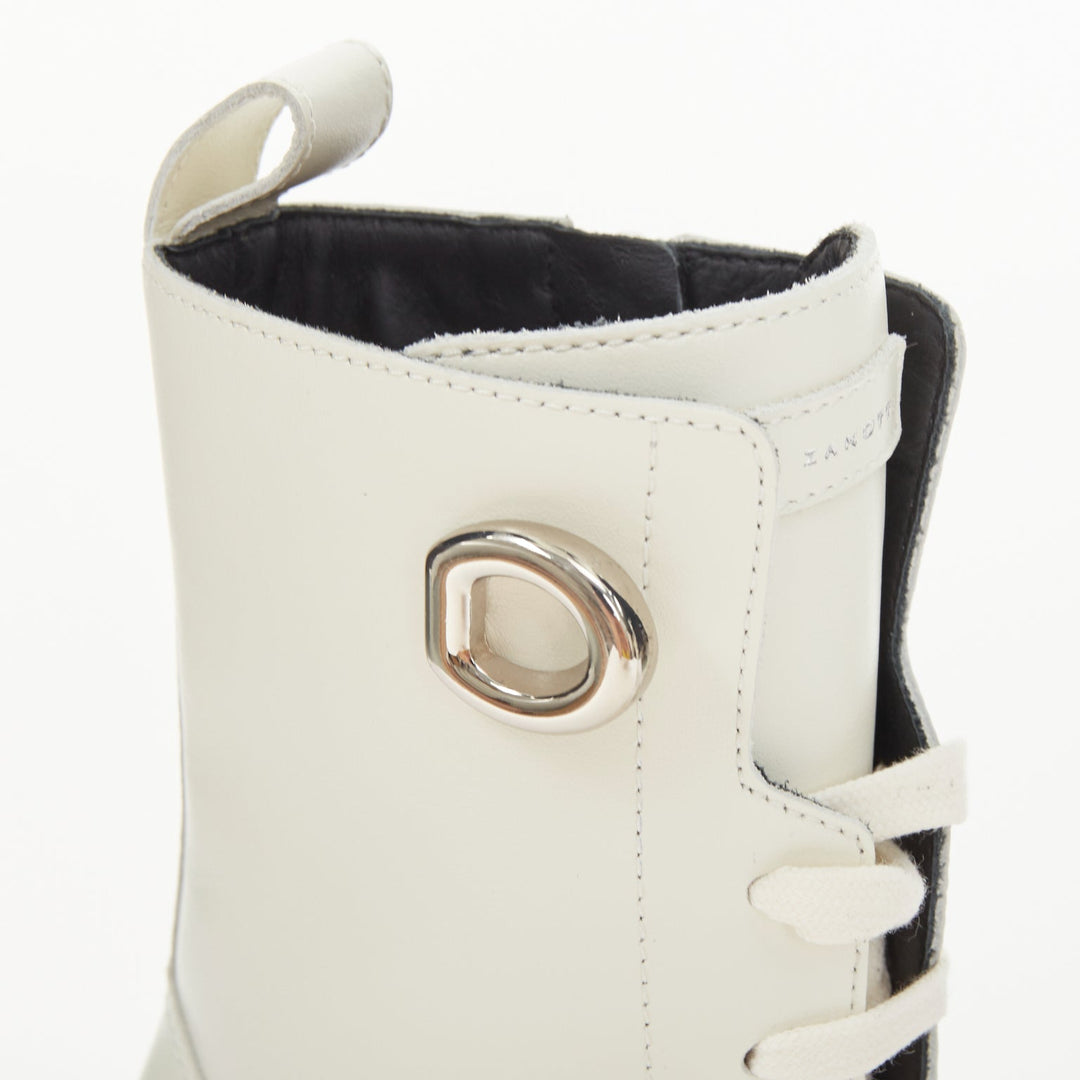GIUSEPPE ZANOTTI Cubalibre white leather chunky block heel ankle boots EU39