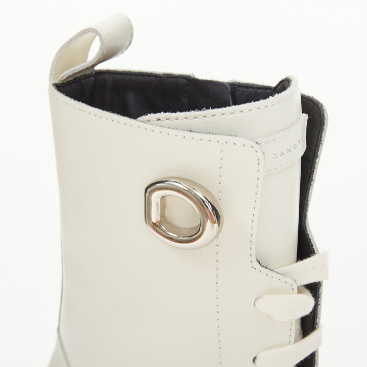 GIUSEPPE ZANOTTI Cubalibre white leather chunky block heel ankle boots EU39
