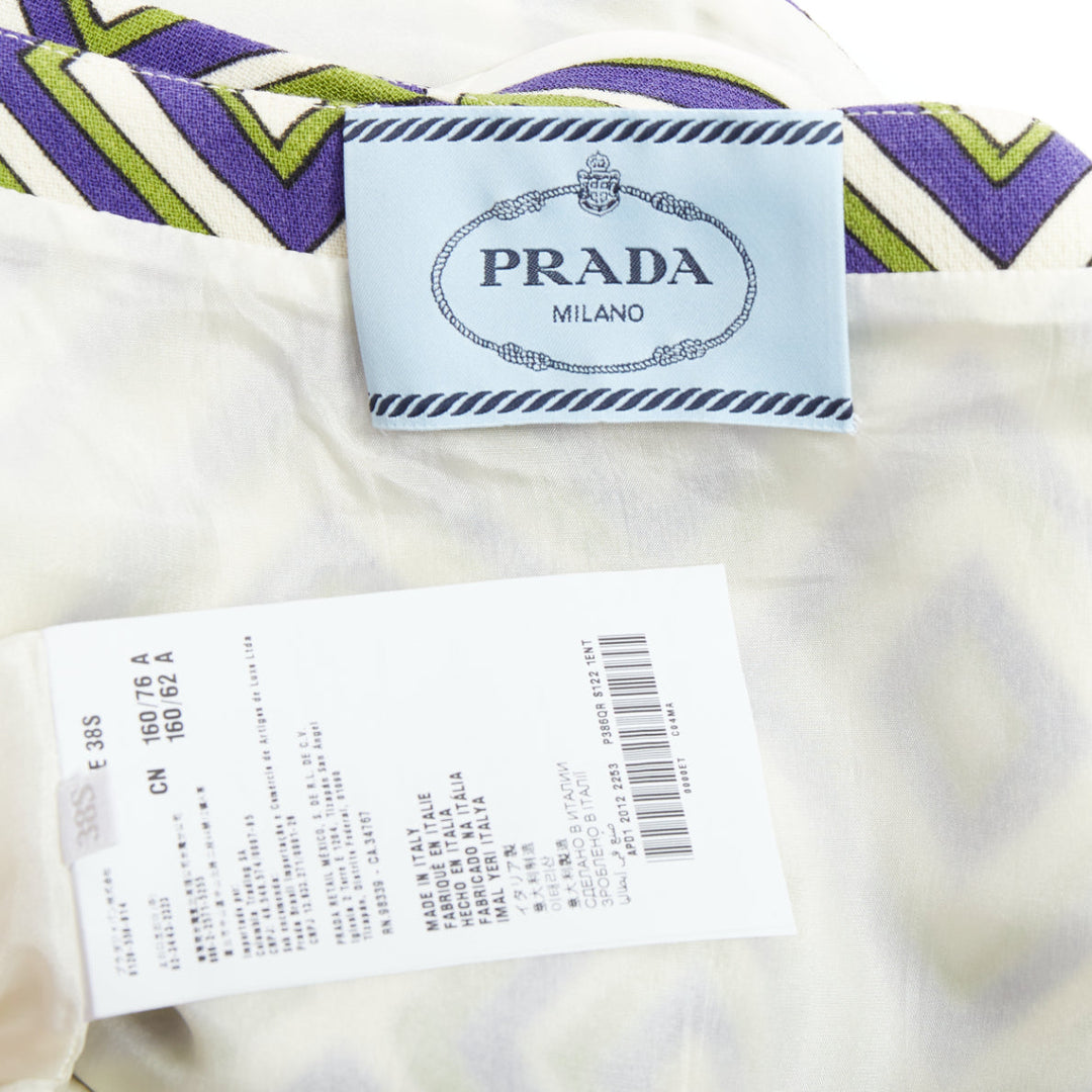 PRADA 2012 Runway green purple resin applique mod mini dress IT38 XS