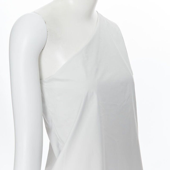 MAX MARA white coated cotton one shoulder asymmetric top S