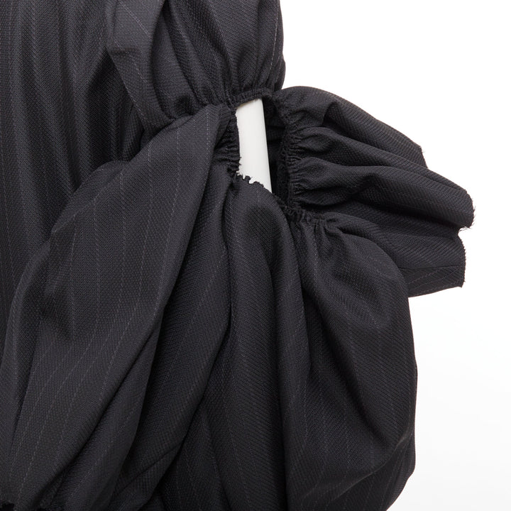 rare COMME DES GARCONS 2013 grey pinstriped 3D ruffle sleeves blazer jumpsuit S